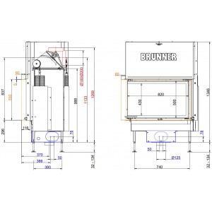 Каминная топка Brunner BKH 5.0 Corner 50-82-42 STL/STR