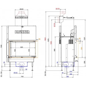 Каминная топка Brunner BKH 5.0 Corner 50-82-42 STL/STR