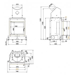 Каминная топка Brunner Compact 51/55 прямое стекло, горизонтальное открытие (без подъема)
