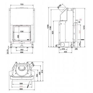 Каминная топка Brunner Compact 51/55 прямое стекло, вертикальное открытие (с подъемом)