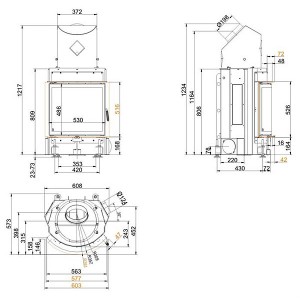 Каминная топка Brunner Compact 51/55 сферическое стекло, горизонтальное открытие (без подъема)