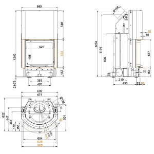 Каминная топка Brunner Compact 51/55 сферическое стекло, вертикальное открытие (с подъемом)
