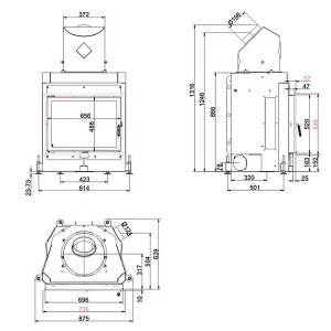 Каминная топка Brunner Compact 51/67 прямое стекло, горизонтальное открытие (без подъема)