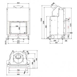 Каминная топка Brunner Compact 51/67 прямое стекло, вертикальное открытие (с подъемом)