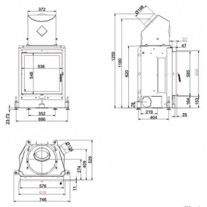 Каминная топка Brunner Compact 57/55 прямое стекло, горизонтальное открытие (без подъема)