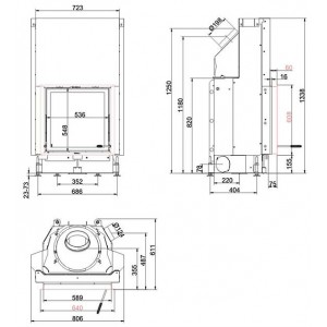 Каминная топка Brunner Compact 57/55 прямое стекло, вертикальное открытие (с подъемом)