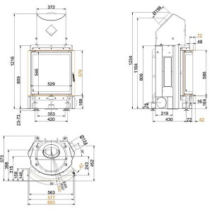 Каминная топка Brunner Compact 57/55 сферическое стекло, горизонтальное открытие (без подъема)