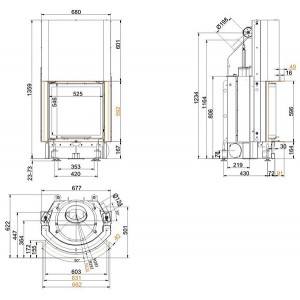 Каминная топка Brunner Compact 57/55 сферическое стекло, вертикальное открытие (с подъемом)