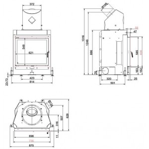 Каминная топка Brunner Compact 57/67 прямое стекло, горизонтальное открытие (без подъема)