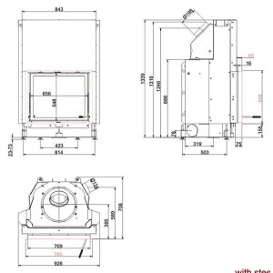 Каминная топка Brunner Compact 57/67 прямое стекло, вертикальное открытие (с подъемом)