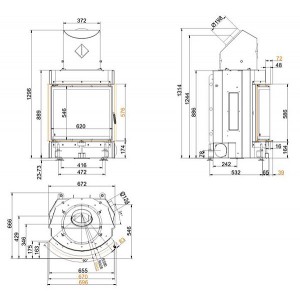Каминная топка Brunner Compact 57/67 сферическое стекло, горизонтальное открытие (без подъема)