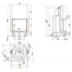 Каминная топка Brunner Compact 57/67 сферическое стекло, вертикальное открытие (с подъемом)