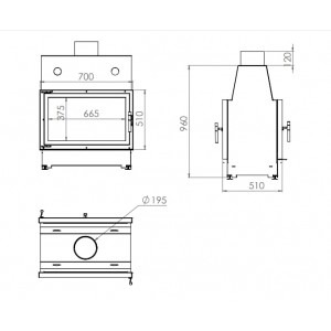 Каминная топка Echa-Tech Double 70x51 C (Футеровка чугун)