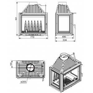 Каминная топка Эверест A16P