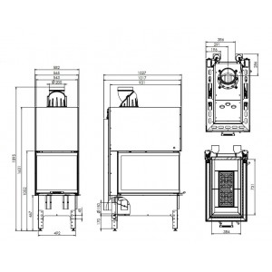 Топка Hitze TRINITY 54x80x53.G - 3 стекла (54x80x53) U модель 