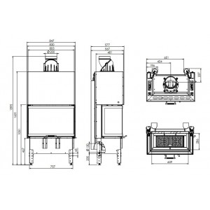 Топка Hitze Trinity 80x35x53.G - 3 стекла (80x35x53) C модель