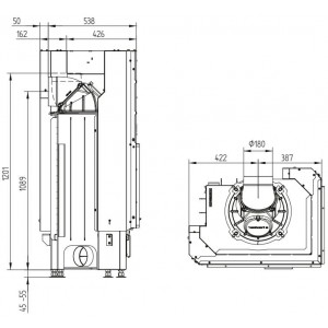 Каминная топка Hoxter Ecka 67/45/51Lh (Rh)