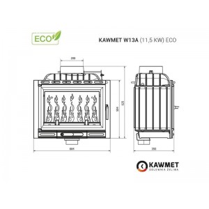 Каминная топка Kaw-Met W13 A Eko 11 кВт