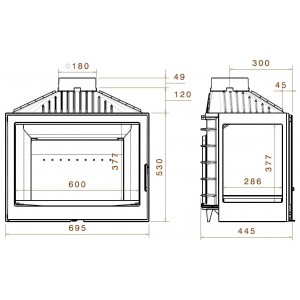 Каминная топка Liseo Castiron LCI 007 GFR, стекло справа