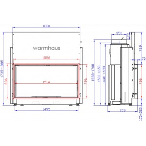 Каминная топка Warmhaus Flat 150/80h