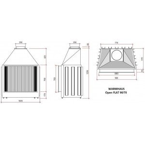 Каминная топка Warmhaus Open Flat 90/70