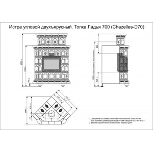 Каминная облицовка КимрПечь Истра угловая двухъярусная