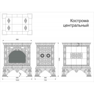 Каминная облицовка КимрПечь Кострома декоративная центральная Октябрь