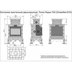 Печь-камин КимрПечь Кострома пристенный двухъярусный