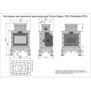 Каминная облицовка КимрПечь Кострома центральная двухъярусная