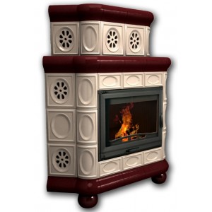 Печь-камин КимрПечь Медальон угловой двухъярусный Вишня