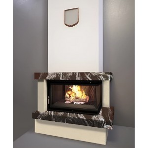 Каминокомплект FireBird Ладога с топкой Kratki Maja P BS (угловое стекло справа)