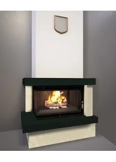 Каминокомплект FireBird Ладога с топкой Kratki Zuzia L BS (угловое стекло слева)