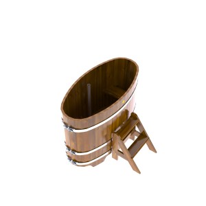 Купель для бани Bentwood овальная, 0,69х1,31х1,0 м из лиственницы Рустик мореной