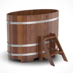 Купель для бани Bentwood овальная, 0,80х1,42х1 м из лиственницы мореной премиум