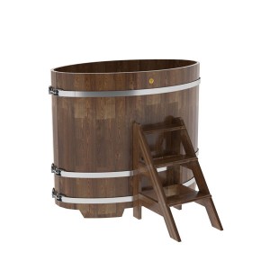 Купель для бани Bentwood овальная, 0,80х1,42х1.2 м из сращенных ламелей мореной лиственницы