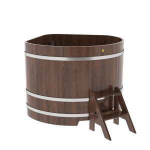 Купель для бани Bentwood угловая, 1,37х1,37х1.1 м из дуба мореного