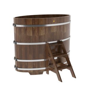 Купель для бани Bentwood овальная, 0,95х1,60х1,4 из сращенных ламелей лиственницы мореной