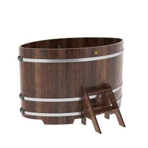 Купель для бани Bentwood овальная, 1,12х1,83х1,1 из лиственницы мореной премиум
