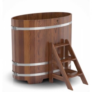 Купель для бани Bentwood овальная, 0,80х1,42х1.2 м из лиственницы мореной премиум