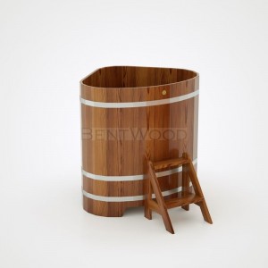 Купель для бани Bentwood угловая, 1,03х1,03х1,2 м из лиственницы мореной премиум