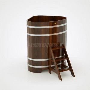 Купель для бани Bentwood угловая, 1,03х1,03х1,4 м из лиственницы мореной премиум