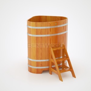 Купель для бани Bentwood угловая, 1,03х1,03х1,4 м из лиственницы натуральной премиум