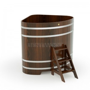 Купель для бани Bentwood угловая, 1,37х1,37х1,4 м из дуба мореного