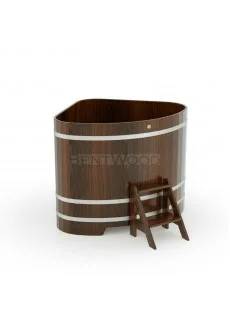 Купель для бани Bentwood угловая, 1,37х1,37х1,0 м из лиственницы мореной премиум