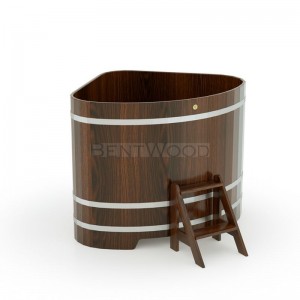 Купель для бани Bentwood угловая, 1,03х1,03х1 м из лиственницы мореной премиум