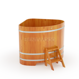 Купель для бани Bentwood угловая, 1,19х1,19х1,2 м из лиственницы натуральной премиум