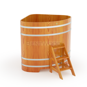Купель для бани Bentwood угловая, 1,19х1,19х1,4 м из лиственницы натуральной премиум