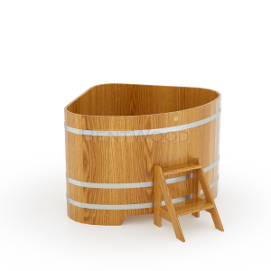 Купель для бани Bentwood угловая, 1,19х1,19х1 м из дуба натурального