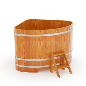 Купель для бани Bentwood угловая, 1,37х1,37х1,2 м из лиственницы натуральной премиум