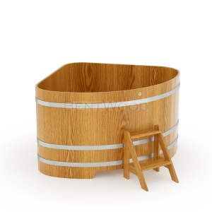 Купель для бани Bentwood угловая, 1,37х1,37х1 м из дуба натурального